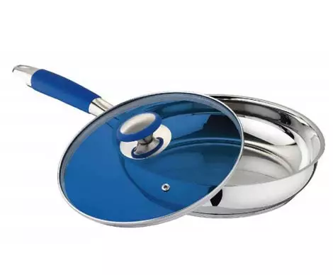 Stainless steel frying pan with lid