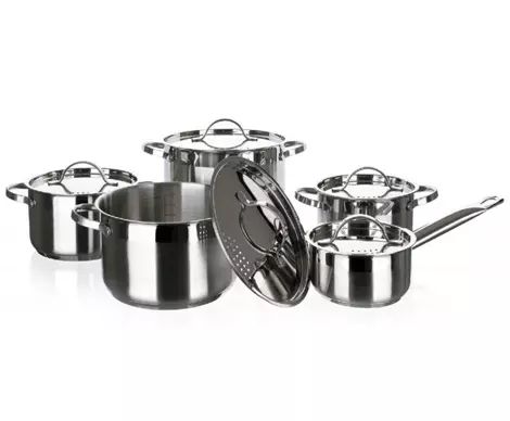 Uncoated stainless steel cookware